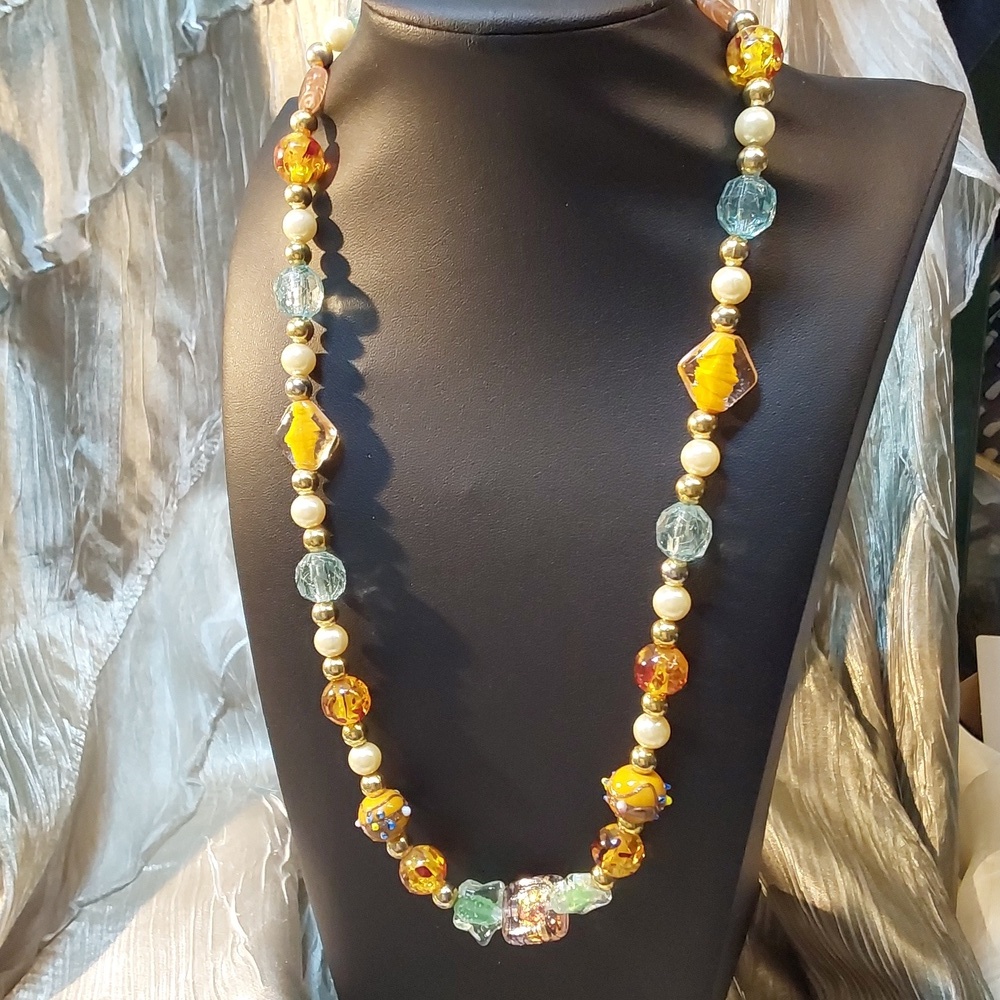 Wedding glass and Lucite Beads accented by faux pearl